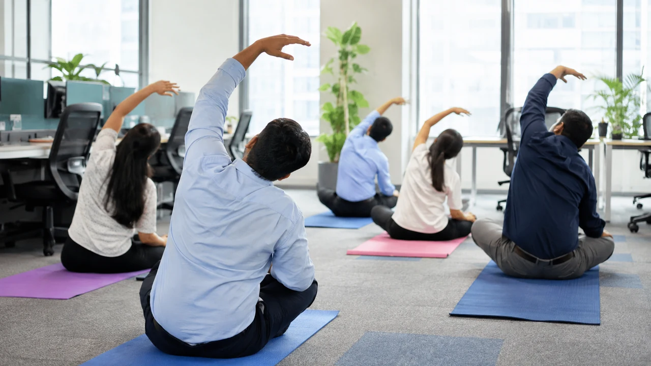 Editorial illustration for Yoga As A Career: people and place.